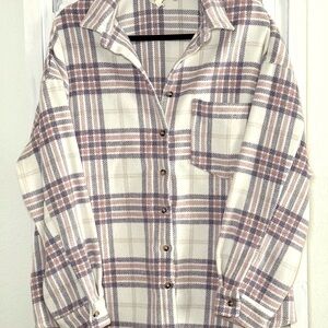 Pink Lily Plaid Jacket in Cream and Purple